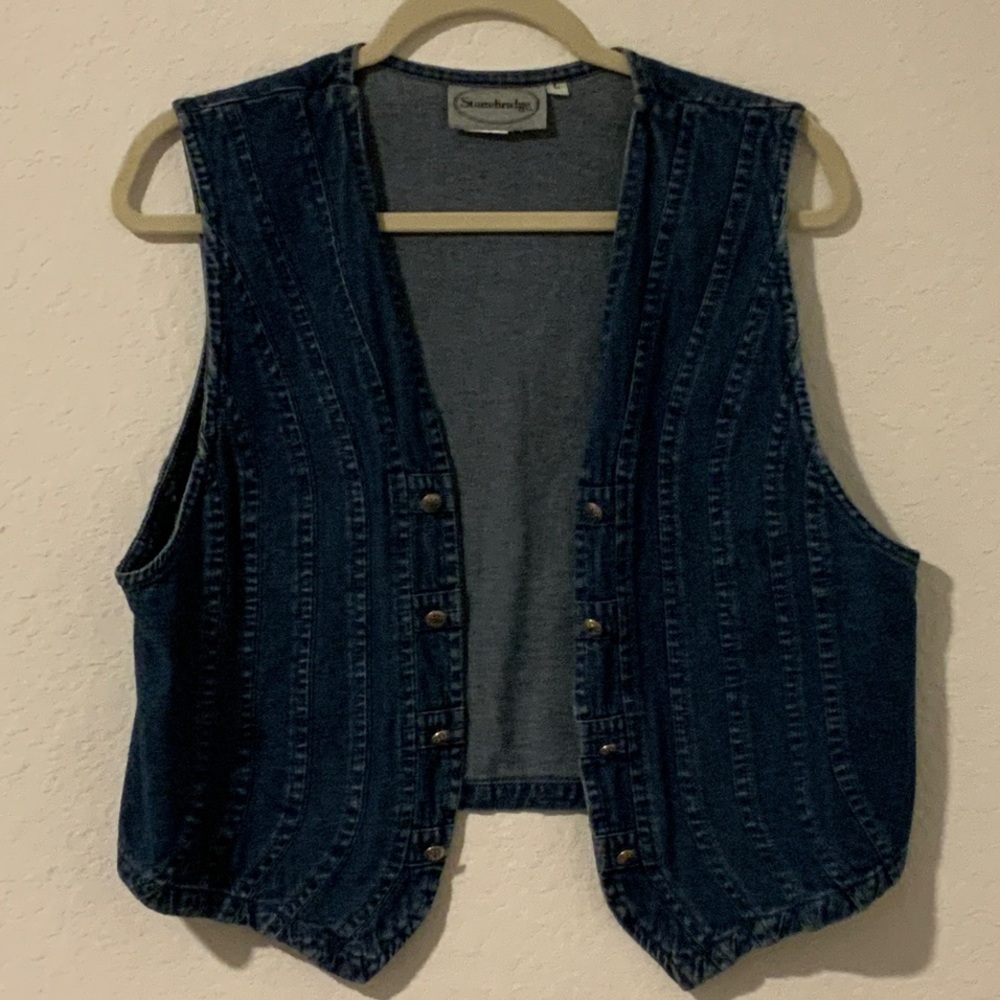 Y2K Stonebridge Dark Wash Open Denim Vest